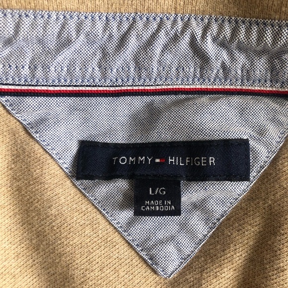 Tommy Hilfiger Men's Classic Preppy Tan Polo Shirt Large - Picture 9 of 11
